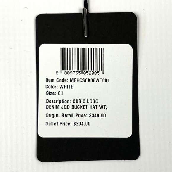 MCM White Cubic Logo Denim Jacquard Bucket Hat One Size - Picture 7 of 7